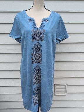 Westport Denim Embroidered V-Neck Dress